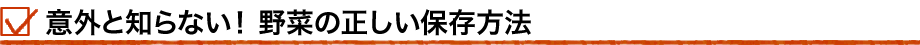 意外と知らない！野菜の正しい保存方法