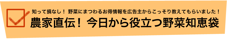 農家直伝！今日から役立つ野菜知恵袋