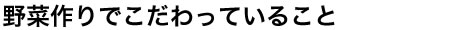 野菜作りでこだわっていること