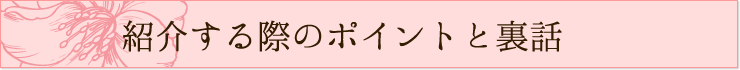 紹介する際のポイントと裏話